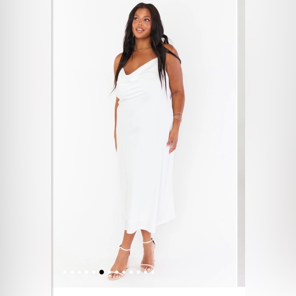 Verona cowl dress/ ivory luxe satin - Picture 2 of 3